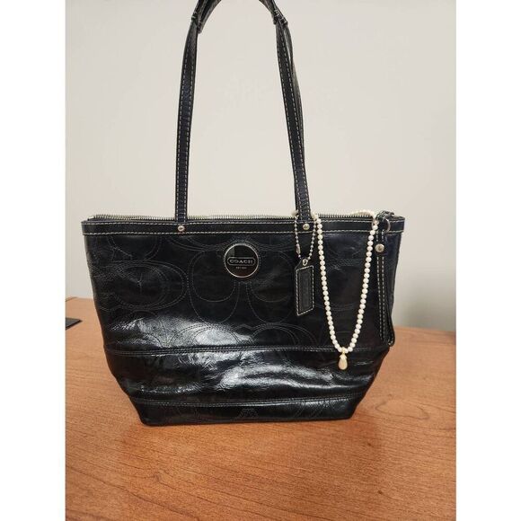 COACH 15142 Purse Black Patent Leather Shoulderbag - Picture 1 of 11
